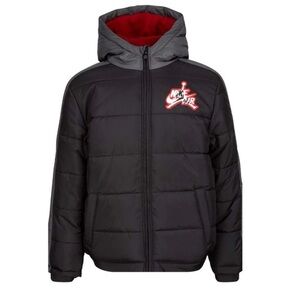 Nike Air Jordan Black and Gray Puffer Jacket with Red Lining